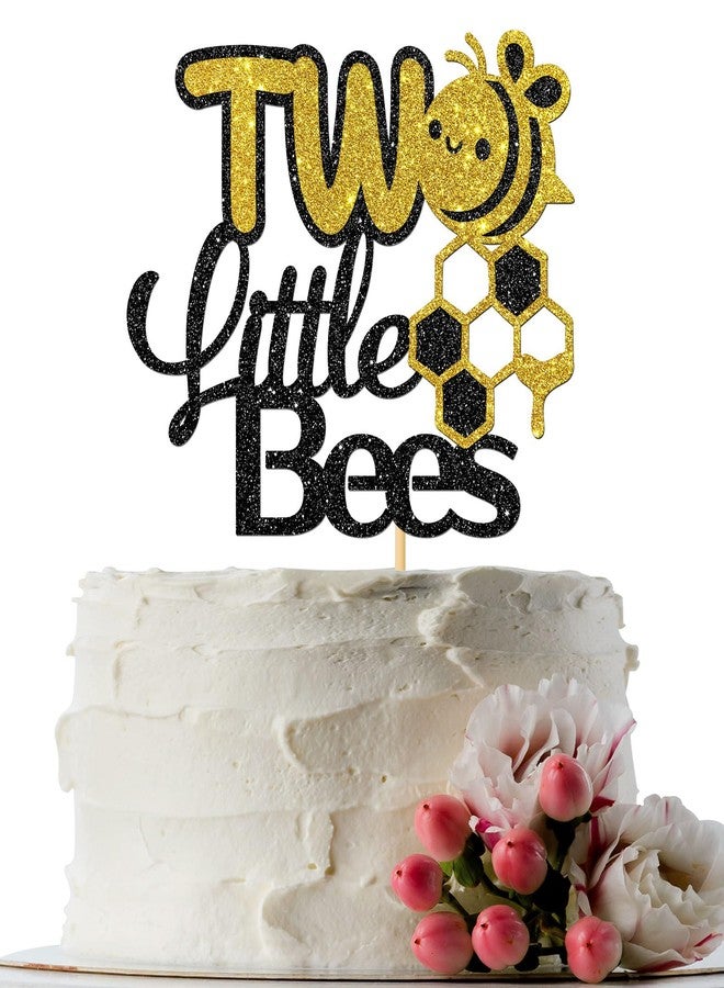 إنورو زينة كعكة على شكل نحلتين صغيرتين من إنورو، ديكور حفلة استقبال مولود جديد بثيم النحل، حفلة توأم، لوازم تزيين حفلة عيد ميلاد التوأم الأول والثاني، بريق - Image 1